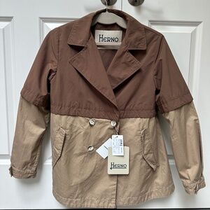 Herno Short Double-Breasted Trench Coat / Rain Coat-